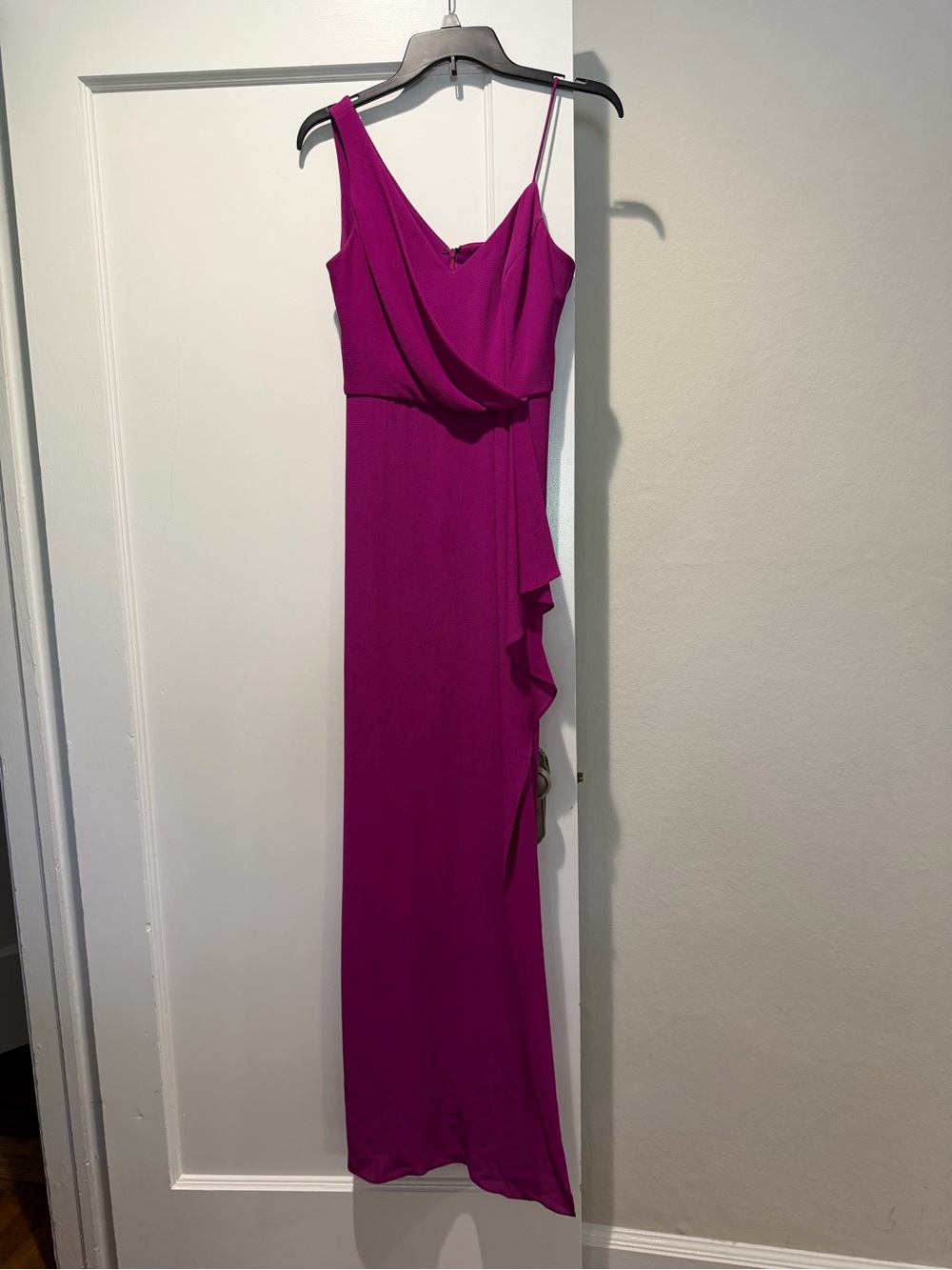 Aqua Fuchsia One-Shoulder Maxi Dress/gown